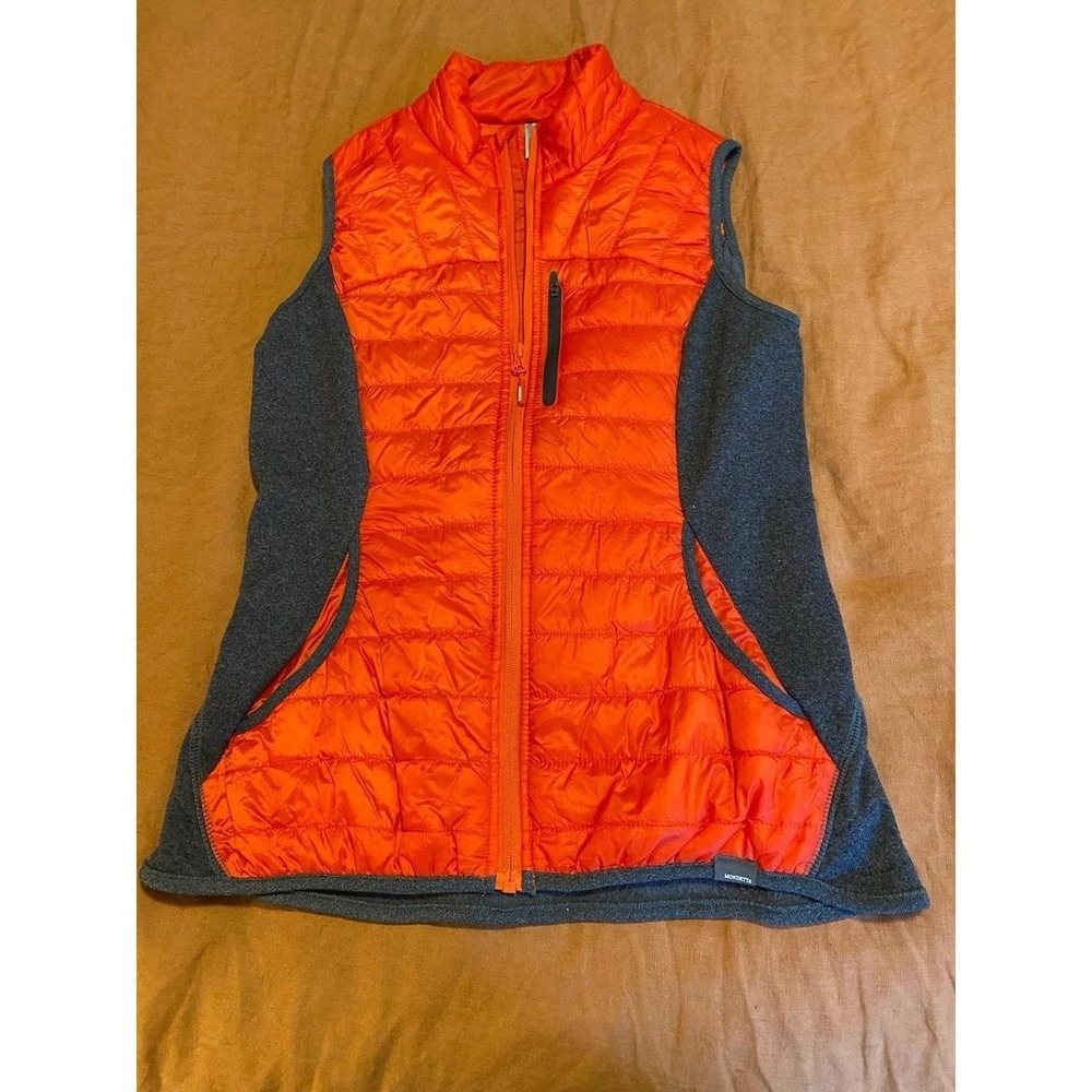 Mondetta Vest Women S Puffer Orange Gray Quilted Sleeveless Lightweight sku52